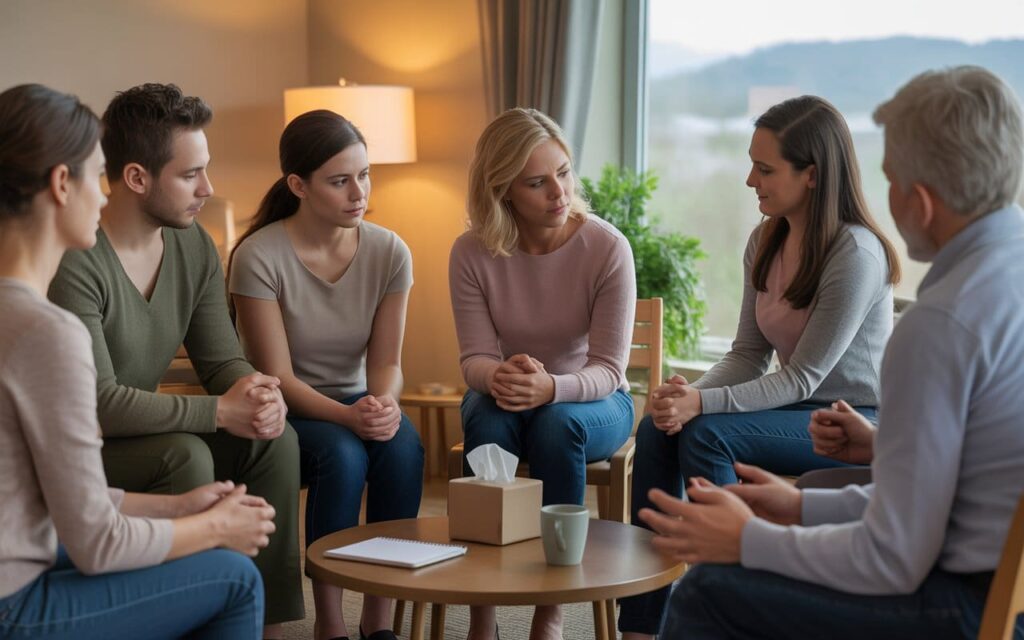 supportive group therapy session at drug treatment centers in kentucky focused on recovery